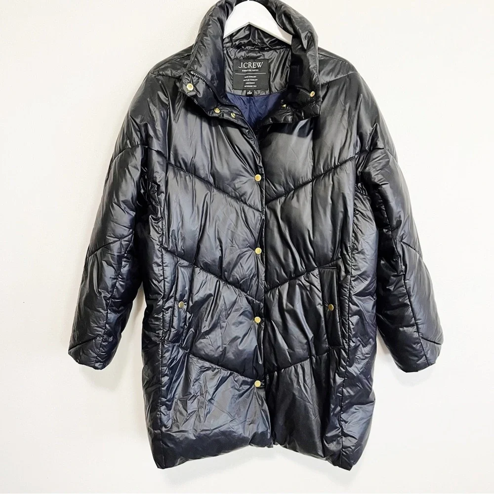 J. Crew Signature Villa Puffer Coat Primaloft Black Size Medium